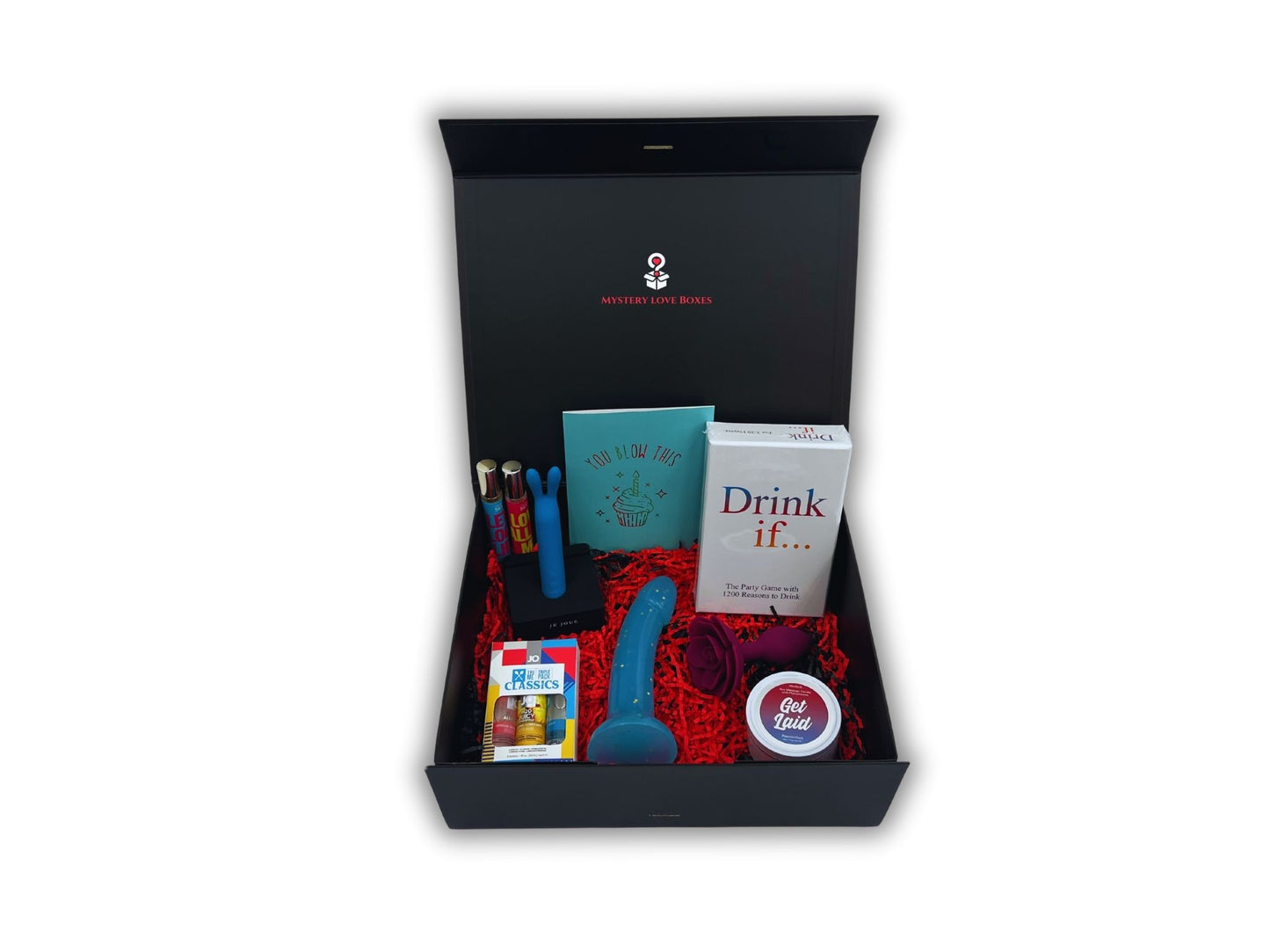 Birthday Surprise Premium Box - Front View - Intimate Wellness Premium Box by Mystery Love Boxes